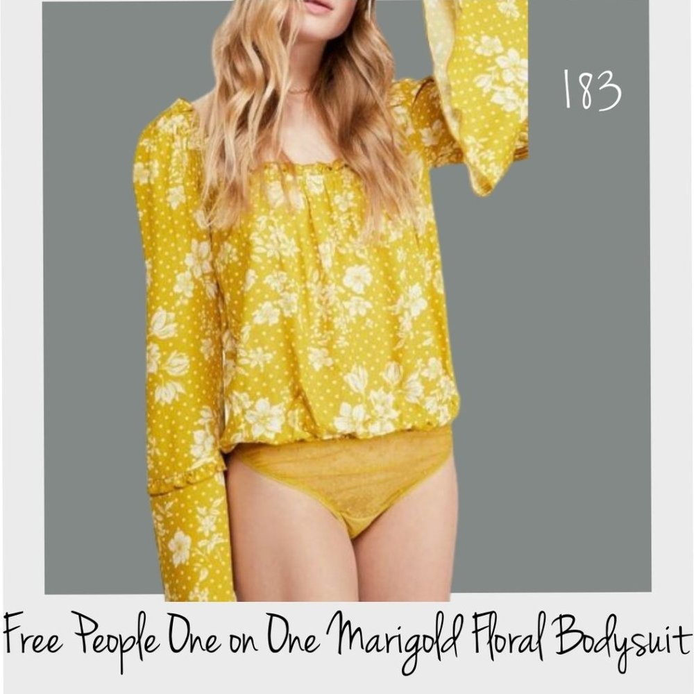 Free People 1 on 1 Marigold Combo Floral Bodysuit